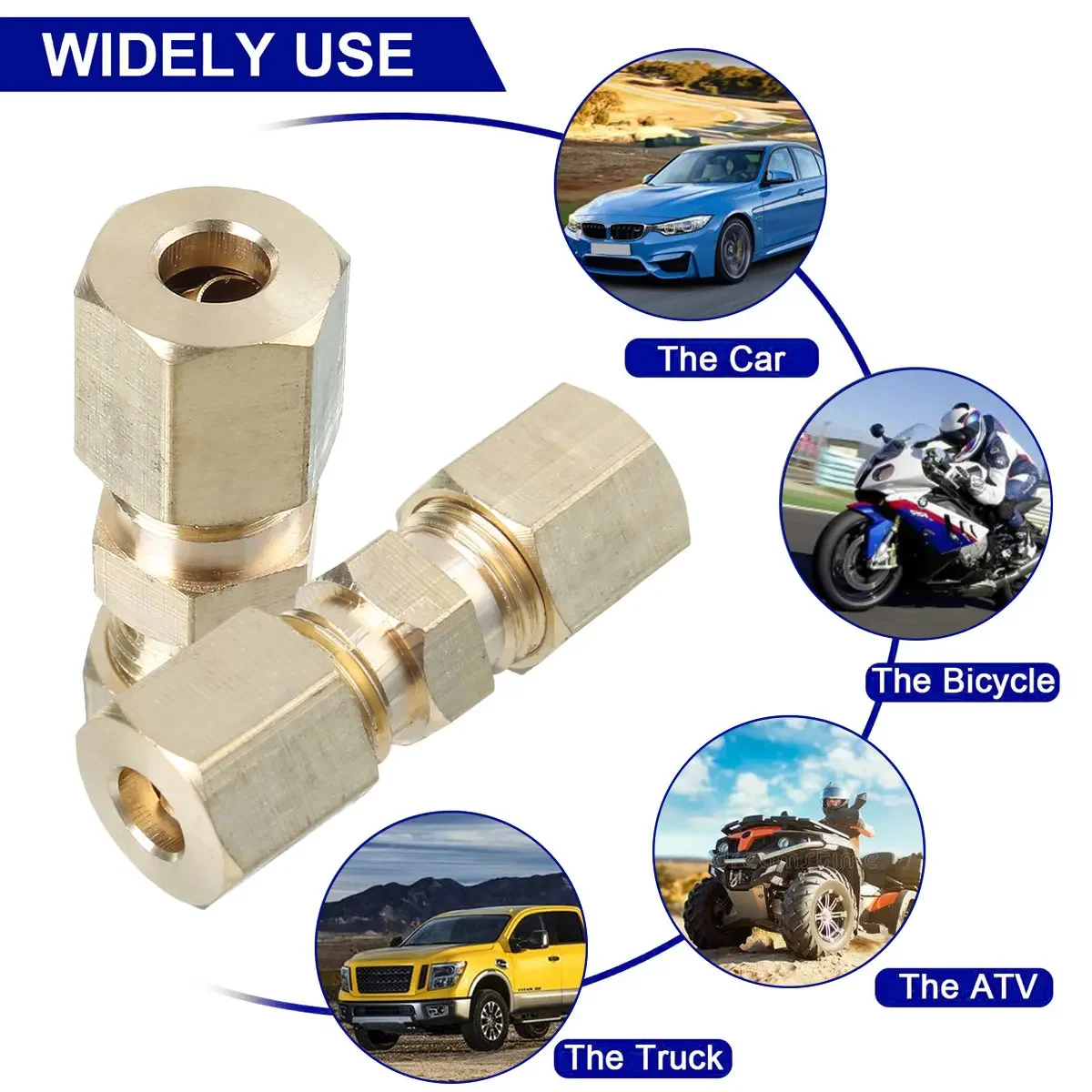 5pcs Brass Brake Line Union Fi - огляд і ціна Compression Fitting Brass