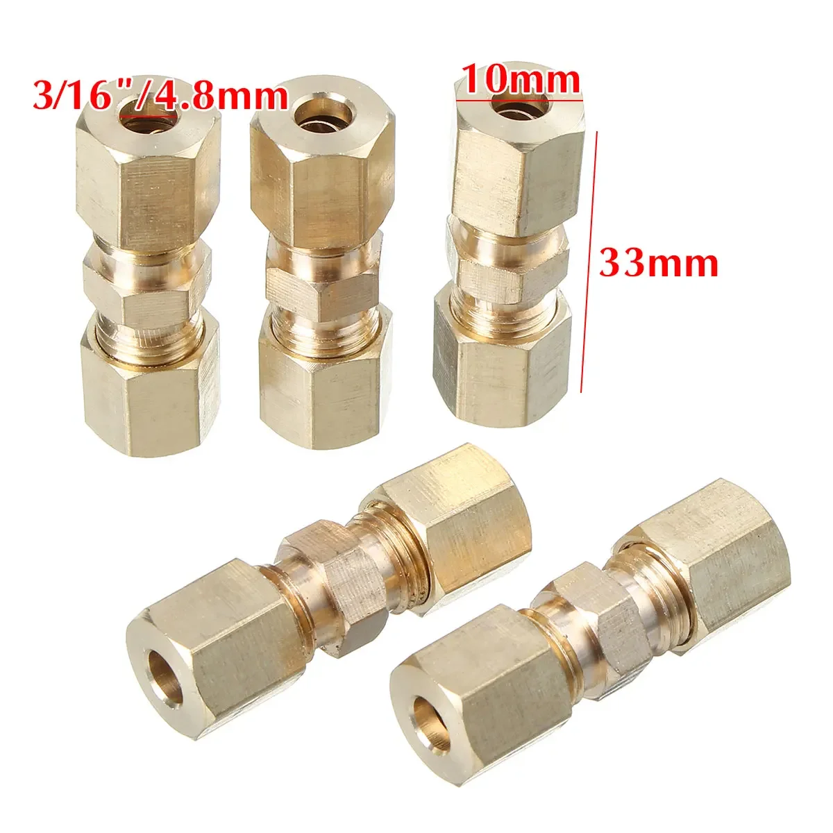 5pcs Brass Brake Line Union Fi - огляд і ціна Compression Fitting Brass