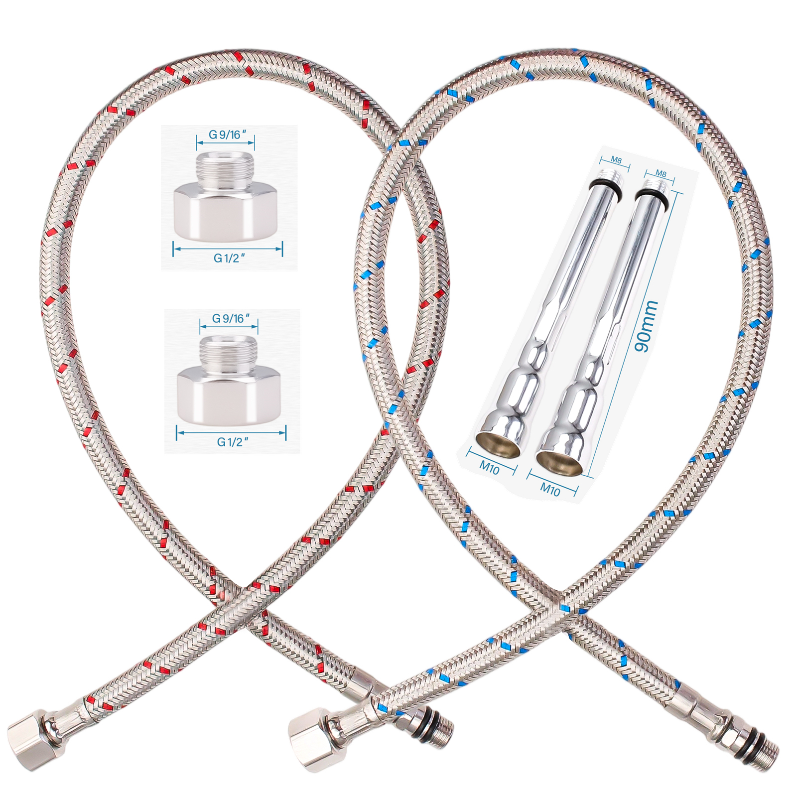 2PCS Flexible Plumbing Pipes G - огляд і ціна Flexible Hose Braided