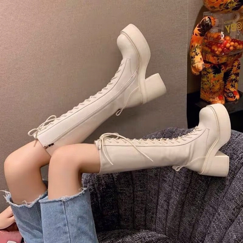 White  Boots Thick Bottom High - огляд і ціна Pipe Bending Spring